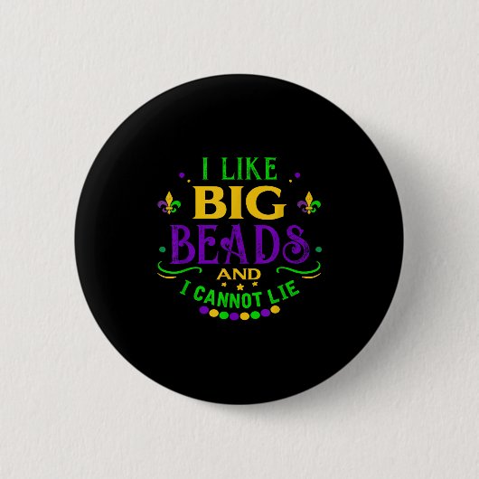 Badge Rond 5 Cm Funny Mardi Gras 2019 J'Aime Les Grosses Perles Et (Devant)