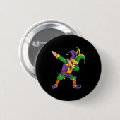 Badge Rond 5 Cm Funny Mardi Gras Outfit Dabbing Jester New Orleans (Devant & derrière)