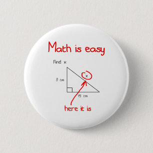 Badge Rond 5 Cm Funny Math est Facile ici il est x algebra stu int