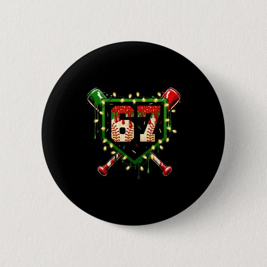 Badge Rond 5 Cm Funny Meme 67 Christmas Baseball Ice Cream Men Boy (Devant)
