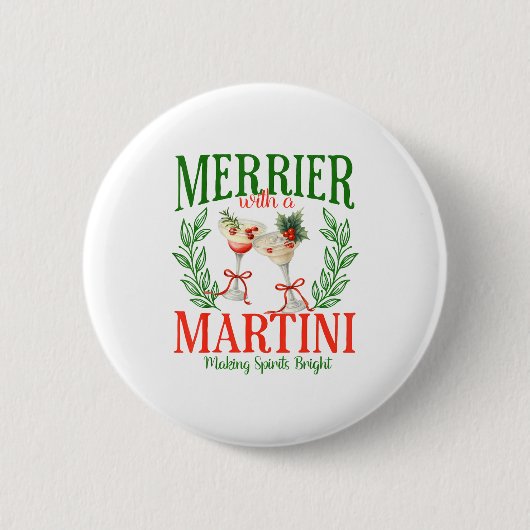 Badge Rond 5 Cm Funny Merrier With A Martini Bachelorette Merry Ch (Devant)