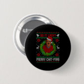 Badge Rond 5 Cm Funny Merry Chit-mas Ugly Christmas Sweater (Devant & derrière)