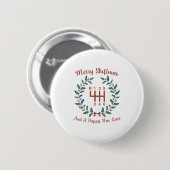 Badge Rond 5 Cm Funny Merry Shiftmas And A Happy New Quote Mechani (Devant & derrière)