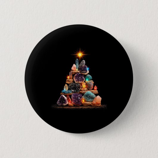 Badge Rond 5 Cm Funny Minerals Christmas Tree Graphic Crystals  (Devant)