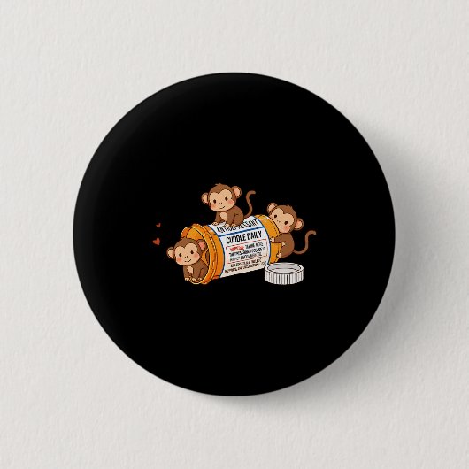 Badge Rond 5 Cm Funny Monkey Anti Depressant Zoo Boys Girls Kids P (Devant)