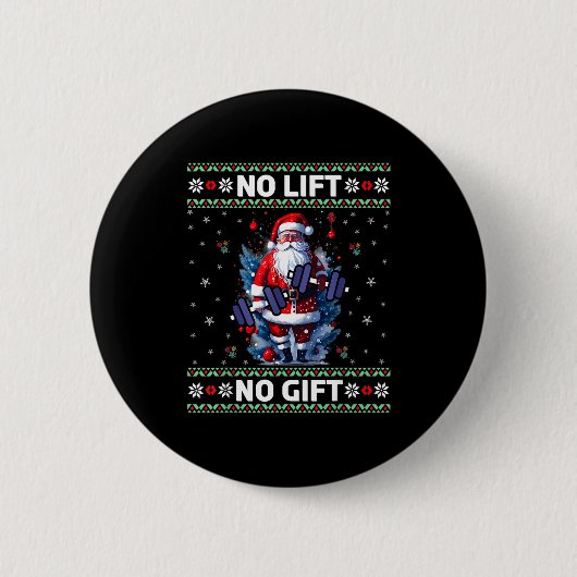 Badge Rond 5 Cm Funny Muscle Santa Lifting Ugly Christmas Sweater (Devant)