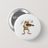 Badge Rond 5 Cm Funny Musician Violinist Cute Frog Playing Violin (Devant & derrière)