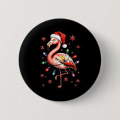 Badge Rond 5 Cm Funny Nk Flamingo Christmas Tree Lights Xmas Snowf (Devant)