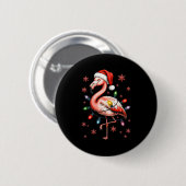 Badge Rond 5 Cm Funny Nk Flamingo Christmas Tree Lights Xmas Snowf (Devant & derrière)