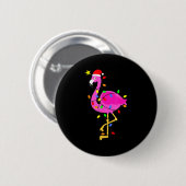 Badge Rond 5 Cm Funny Nk Flamingo In Santa Hat Christmas In July M (Devant & derrière)
