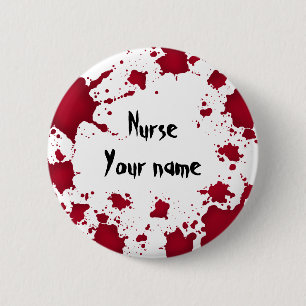 Badge Rond 5 Cm Funny Nom de l'infirmière d'Halloween