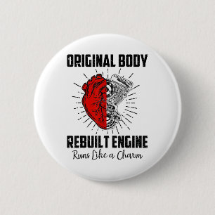 Badge Rond 5 Cm Funny Open Heart Chirurgie Récupération Survivant