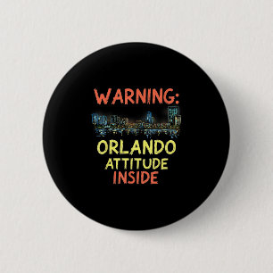Badge Rond 5 Cm Funny Orlando Florida Night Skyline Vintage