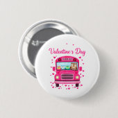 Badge Rond 5 Cm Funny owls school bus driver happy valentines day (Devant & derrière)