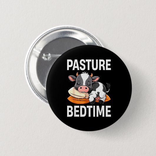 Badge Rond 5 Cm Funny Pasture Bedtime Cute Cow Pajamas Pj Sleep  (Devant & derrière)