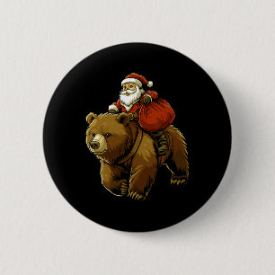 Badge Rond 5 Cm Funny Père Noël Ours Noël Graphique Tee Kids Boys