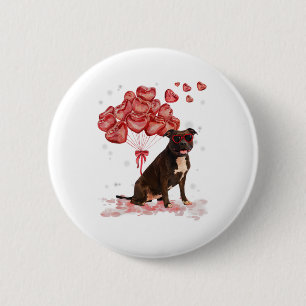 Badge Rond 5 Cm Funny Pitbull Coeur Valentines Jour Chien Papa Mam