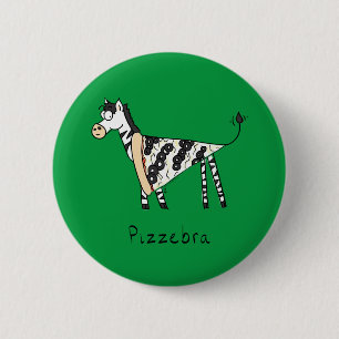 Badge Rond 5 Cm Funny Pizza Zebra mignonne Cartoon Enfants