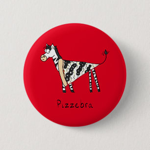 Badge Rond 5 Cm Funny Pizza Zebra mignonne Cartoon Enfants