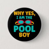 Badge Rond 5 Cm Funny Pool Boy Swimmer Fun Swimming (Devant)