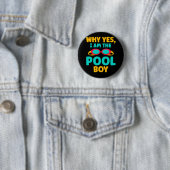 Badge Rond 5 Cm Funny Pool Boy Swimmer Fun Swimming (En situation)