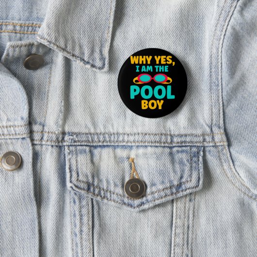 Badge Rond 5 Cm Funny Pool Boy Swimmer Fun Swimming (En situation)