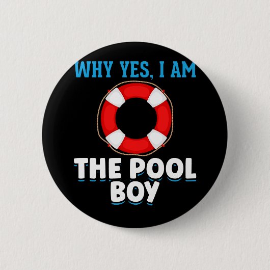 Badge Rond 5 Cm Funny Pool Humour de nageur garçon (Devant)