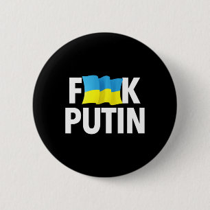 Badge Rond 5 Cm Funny Puck Futin - Drapeau ukrainien