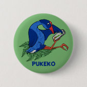 Badge Rond 5 Cm Funny Pukeko avec téléphone portable (Devant)