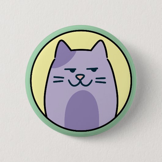 Badge Rond 5 Cm Funny Purple Cat With Side Eye (Devant)
