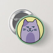 Badge Rond 5 Cm Funny Purple Cat With Side Eye (Devant & derrière)