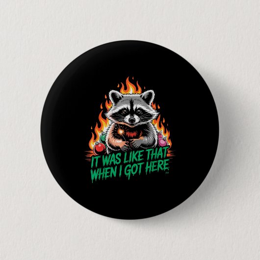 Badge Rond 5 Cm Funny Raccoon Christmas Trash Panda Xmas  (Devant)