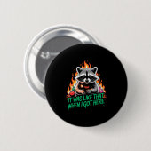 Badge Rond 5 Cm Funny Raccoon Christmas Trash Panda Xmas  (Devant & derrière)
