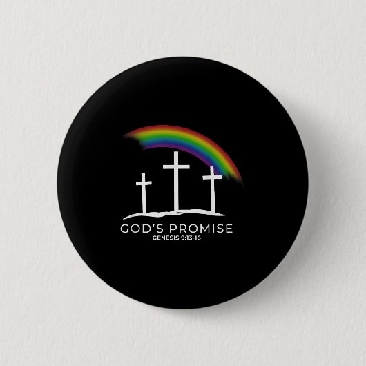 Badge Rond 5 Cm Funny Rainbow Christ Cross - Christian Quote God's (Devant)
