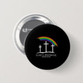Badge Rond 5 Cm Funny Rainbow Christ Cross - Christian Quote God's (Devant & derrière)