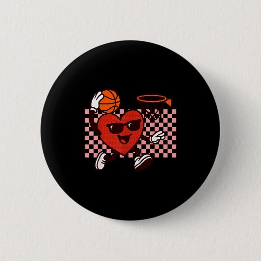 Badge Rond 5 Cm Funny Retro Heart Graphic Basketball Player Kids V (Devant)