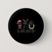 Badge Rond 5 Cm Funny Retro Santa Black Goldendoodle Dog Reindeer  (Devant)