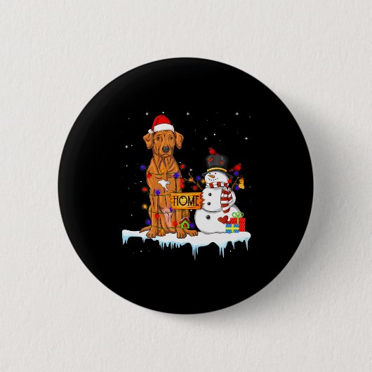 Badge Rond 5 Cm Funny Rhodesian Ridgeback Dog Christmas Snowman Xm (Devant)