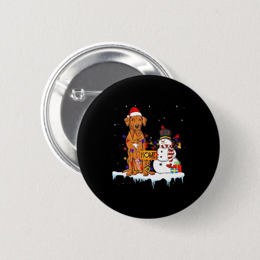 Badge Rond 5 Cm Funny Rhodesian Ridgeback Dog Christmas Snowman Xm (Devant & derrière)