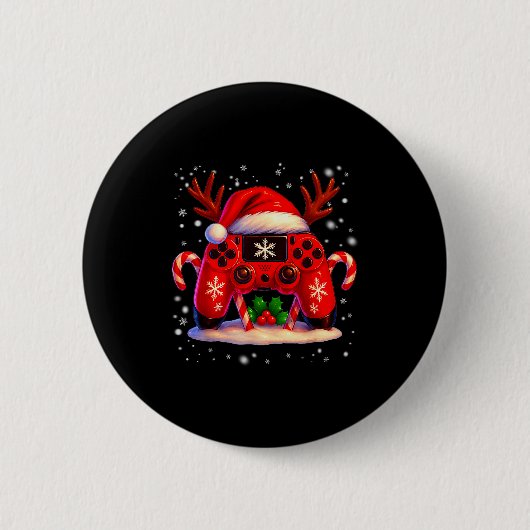 Badge Rond 5 Cm Funny Rudolph Game Controller Christmas Xmas Boy K (Devant)