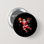 Badge Rond 5 Cm Funny Santa Claus Playing Sketll Merry Christmas B (Devant & derrière)