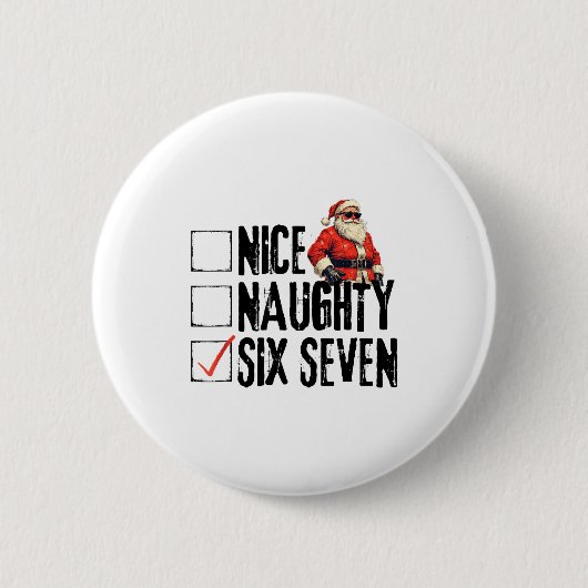 Badge Rond 5 Cm Funny Santa Nice Naughty Six Seven Meme 67 Christm (Devant)