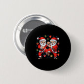 Badge Rond 5 Cm Funny Santa Playing Karate Martial Art Christmas X (Devant & derrière)