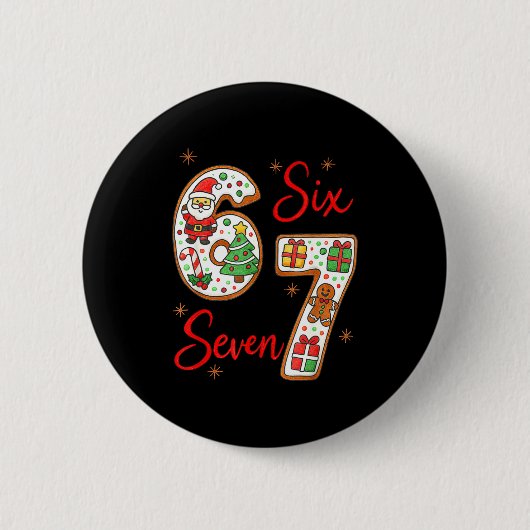 Badge Rond 5 Cm Funny Santa Says Six Seven 6 7 Christmas Meme (Devant)