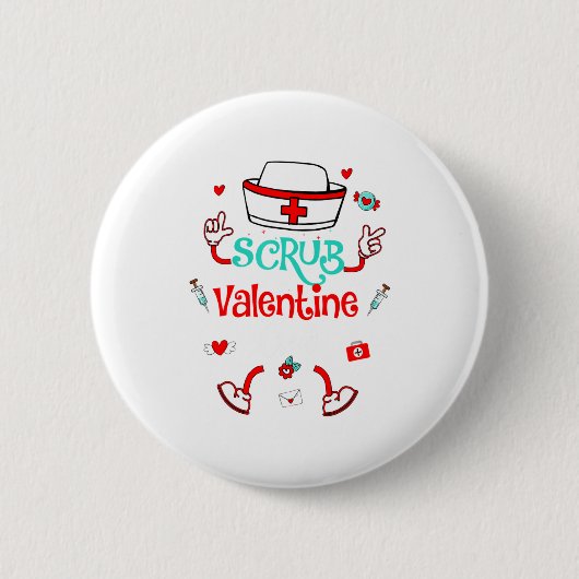 Badge Rond 5 Cm Funny Scrub Valentines Day Nurse Crew Family Group (Devant)