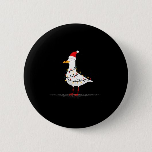 Badge Rond 5 Cm Funny Seagull Christmas Graphics Animal Lights Lov (Devant)