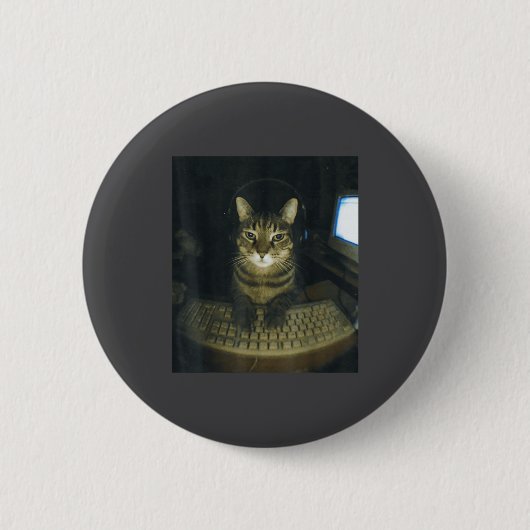 Badge Rond 5 Cm Funny Serious Gamer Cat Lovers Stud Kitty Cat Meme (Devant)