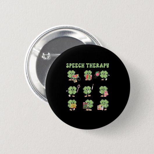 Badge Rond 5 Cm Funny Shamrock Speech Therapy St Patrick's Day Slp (Devant & derrière)