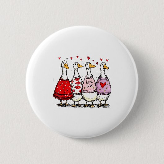 Badge Rond 5 Cm Funny Silly Goose Valentine Trendy Valentine's Day (Devant)