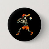 Badge Rond 5 Cm Funny Skeleton Batting Baseball Halloween Boys Men (Devant)